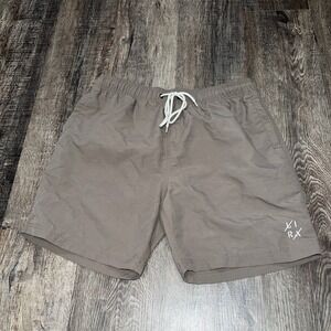 LIRX Mens Shorts Medium L Gray/green Drawstring Elastic Waist 6in Inseam New